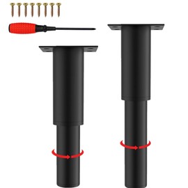 EURXLQ 2 Adjustable Furniture Feet, Table Legs, Metal Feet for Furniture, Furniture Feet Supports, Height Adjustable with Screws + Screwdriver for Furniture, Sofa, Cabinet, Bed, Bedside Table (Nero, 18-33 cm)