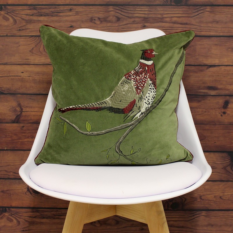 Riva Home Hunter Velvet Cushion Cover, Green, 45 x 45cm