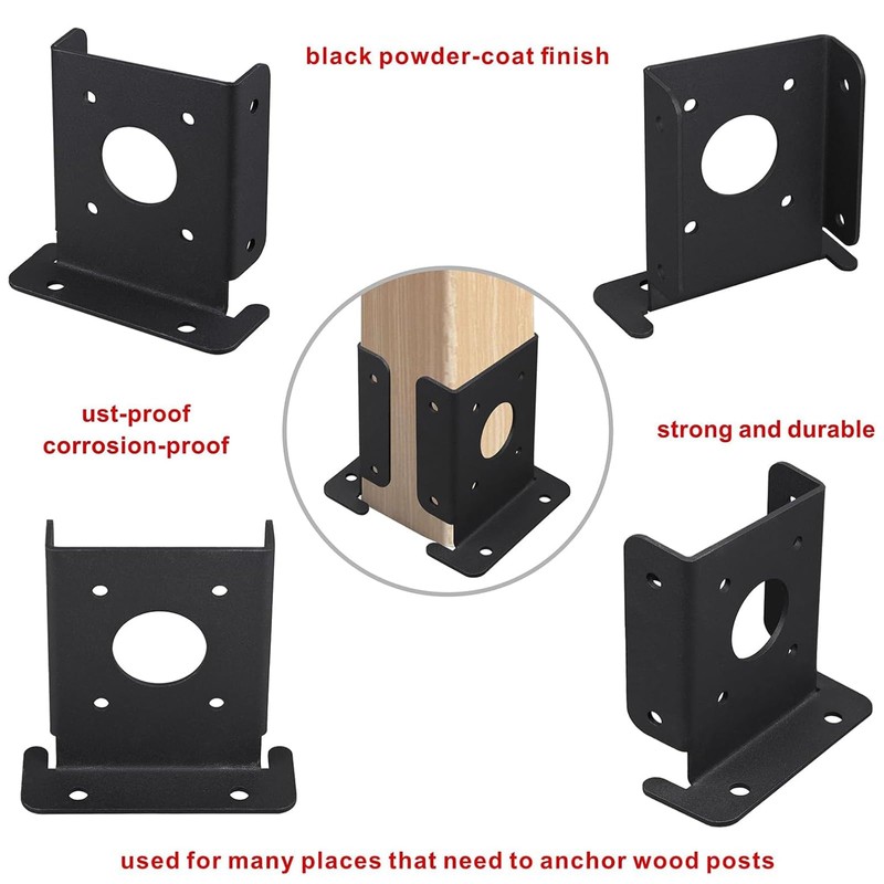 Wpbhk 8 Pcs Wood Fence Pergola Post Base Brackets kit