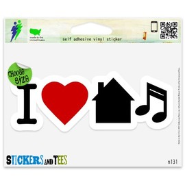 I Love House Music Vinyl Car Bumper Window Sticker 7" x 2"