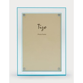 Tizo 5" X 7" Acrylic Crystal Clear Photo Frame, TURQUOISE DBL Border