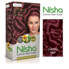 Nisha Cream Hair Color Rich Bright Long Lasting Hair Colouring For Ultra Soft Deep Shine 100% Grey Coverage Conditioning With Natural Herbs Golden Blonde and Cherry Red (Pack of 2)
