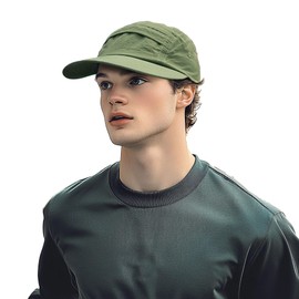 Clakllie Quick Dry Running Hats Men's 5 Panel Cap Breathable Baseball Fitted Cap Ultra Thin Trucker Hats Breathable Dad Hats,Green