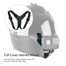 ASHATA Montura de Barbilla para Casco de Motocicleta, Montura de Barbilla para Casco, Correa Ajustable para Evitar Deslizamientos, Soporte de Cámara para Casco de Motocicleta para