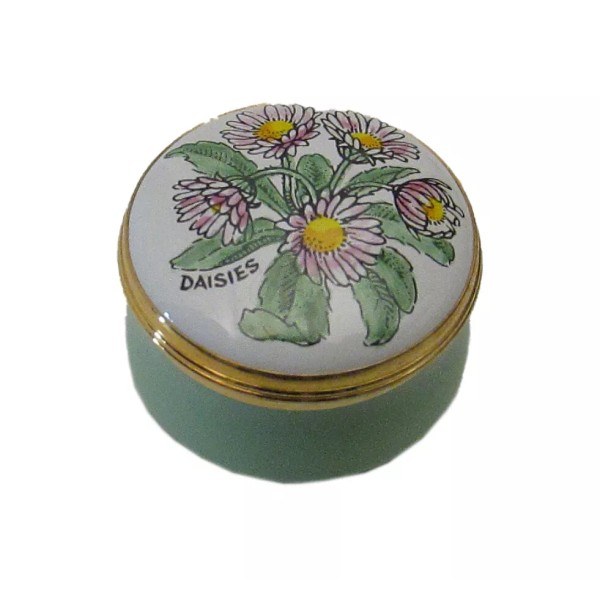 Crummles Enamels English Handpainted Round Enamel box with Lift off