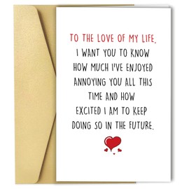 Spercy Funny Valentines Day Card for Him Her, Humorous Anniversary Card for GF BF, To the Love of My Life...