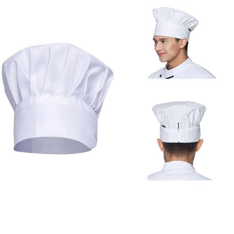 GOESUP Chef Apron Hat Set Adjustable Apron with Butcher Hat
