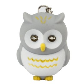Beierte Novelty Cute Owl LED KeyChain Keyring Torch With Light & Sound (Gray)