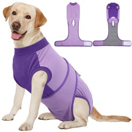 Kuoser Recovery Suit for Dogs After Surgery, Soft Dog Surgery Suit Female Male, Breathable Pet Surgical Recovery Shirt, Anti Licking Dog Onesie for Abdominal Wounds Cone Alternatives, Purple 2XL