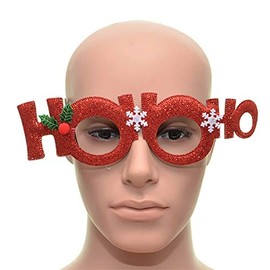 SHATCHI Red Hoo Christmas Glasses One Size Specs Fancy Xmas Dress Novelty Party Accessories Supplies Stocking Fillers