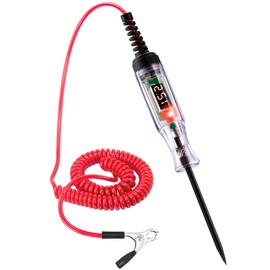 Test Light Automotive 5-90V Digital LED Circuit Tester with Voltage Display, Auto Bidirectional Voltage Tester, Electric Test Pen with Extended Spring Wire & Probe for Car RV Fuse Checker (red)…