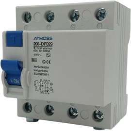 RASMACOR FI Circuit Breaker 4-Pin 63A 300 mA FI Residual Current Circuit Breaker 63A Type A 300mA 230/415V Instant Release CE Certified