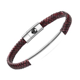 Handmade Lederarmband Herren Armband Herren Männer Leder mit Edelstahl Magnetverschluss Geflochten Armband für Männer und Idee Geschenke