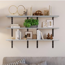 Lavish Home Floating Shelves - Set of 6 Shelves for Living Room, Kitchen, Bedroom, or Bathroom Decor - Wood Floating Shelves for Wall - Farmhouse Wall Décor (White)
