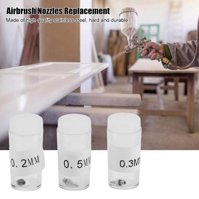Airbrush Nozzle, Airbrush Accessories 3Pcs 0.2mm 0.3mm 0.5mm Airbrush Nozzles