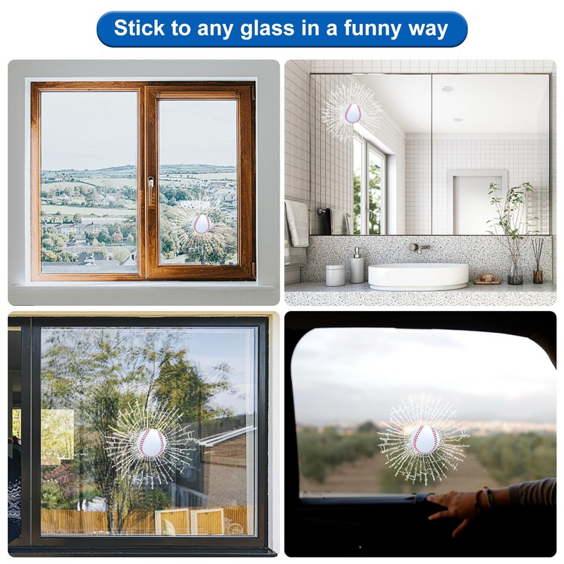 COGEEK Broken Glass 3D Sticker Car Window Ball Hits Self