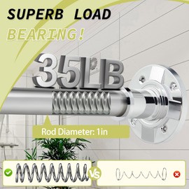 VIOREMOS Tension Curtain Rod 31 to 112 In Extra Long Curtain Rod Adjustable Pole Heavy Duty Silver Spring Shower Curtain Rod for Bathroom Windows Room Divider Never Rust Anti-Slip