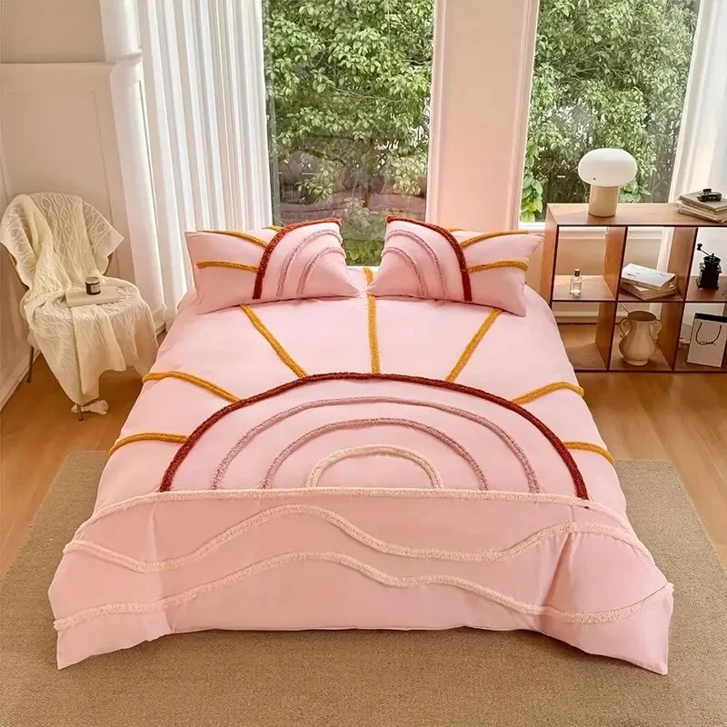 Home Factory Custom Polyester Fiber Three-piece Bed Set Featuring Soft