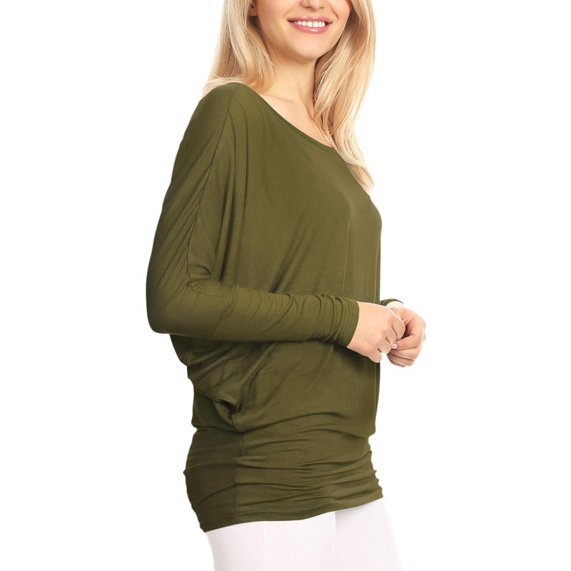 LL WT826 Women's Casual Flowy Draped Long Sleeve Batwing Dolman