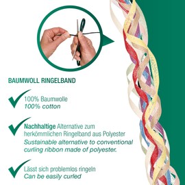 Halbach Silk Ribbons Curling Ribbon Width 4 mm Length 100 m Sustainable Gift Ribbon for Curling and Wrapping Gifts Made of 100% Cotton Colour: Yellow