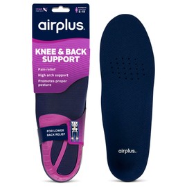 Airplus Knee & Back Support Insoles for Men & Women – Full-Length Arch Support Insoles with Deep Heel Cup – Trim-to-Fit Shoe Inserts for Foot, Knee & Lower Back Discomfort – All-Day Wear, Women's 5-11