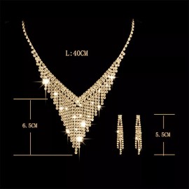 TECNOLOGÍA INFINITA Mujer Sets De Joyería Cristal Deco Boda Collar Arete Juego
