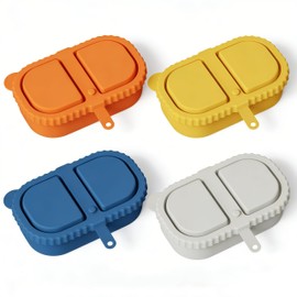COMTAR Premium Silicone Lunch Box- 240ml Capacity, Easy Open, Shockproof, Easy to Clean, Dishwasher Safe (COLORFUL Pack of 4)