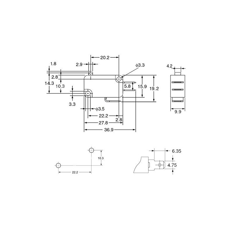 WITTKOWARE Micro Switch (Snap Switch), 16 A, 250 V~, 1