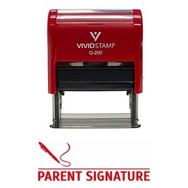 Parent Signature Teacher Self Inking Rubber Stamp (Red Ink) - Medium