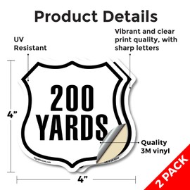200 Yards Golf Course Running Race 5k Marathon Distance Marker (2 Pack) 4 inch X 4 inch Shield Shaped Heavy Duty 3.2 mil Vinyl Decals Weather Resistant Made in the USA