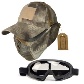 ANCL Airsoft Face Guard Goggle Hat Protector Mask Face Mask Survival Game (Desert Camouflage Beige)