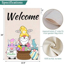 CDLong Gnome Seasonal Garden Flag Set of 11-Vertical Double Sided 12.5 x 18 Inch Yard Flag,Spring Welcome Easter Rustic Flag Decor for Indoor Outdoor Holiday Decorations