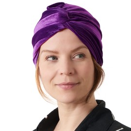 CHARM Womens Fortune Teller Turban - Gypsy Vintage Costume Mens Genie Velvet Boho Twist Hat Festival Purple