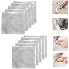 10PCS Multifunctional Non-Scratch Wire Dishcloth, Steel Wire Dish Towel, Multipurpose Wire Dishwashing Rags for Wet and Dry, Scrubs & Cleans for Dishes, Sinks, Counters, Stove Tops