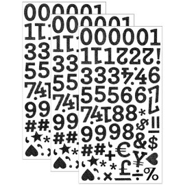 QQ&U Black Glitter Small Number Stickers with Characters 3 Sheets