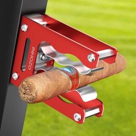 INHOZO Magnetic Cigar Holder for Golf Cart – Ultimate Golf Accessory for Cigar Lovers, Sturdy Aluminum Alloy and No Scratch Design,Secure Hold Without Falling,Cigar Accessories & Gift for Men – Red