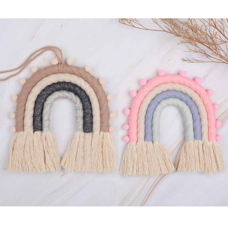 WOWOWO Rainbow Handmade Woven Nordic Children's Room Wall Hanging Home