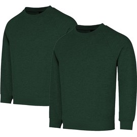Fleece Sweatshirt Unisex Sweater Jumper Full Sleeve Kids Boys Girls Children Top Crew Neck Outdoor Activewear (UK, Age, 9 Years, 10 Years, Regular, Green Pack 2)