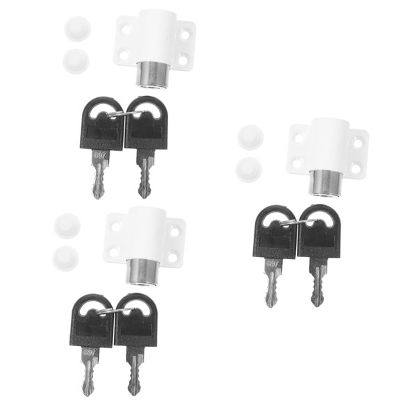 KOMBIUDA 3pcs Sliding Window Lock Key Window Stopper Sash Stopper