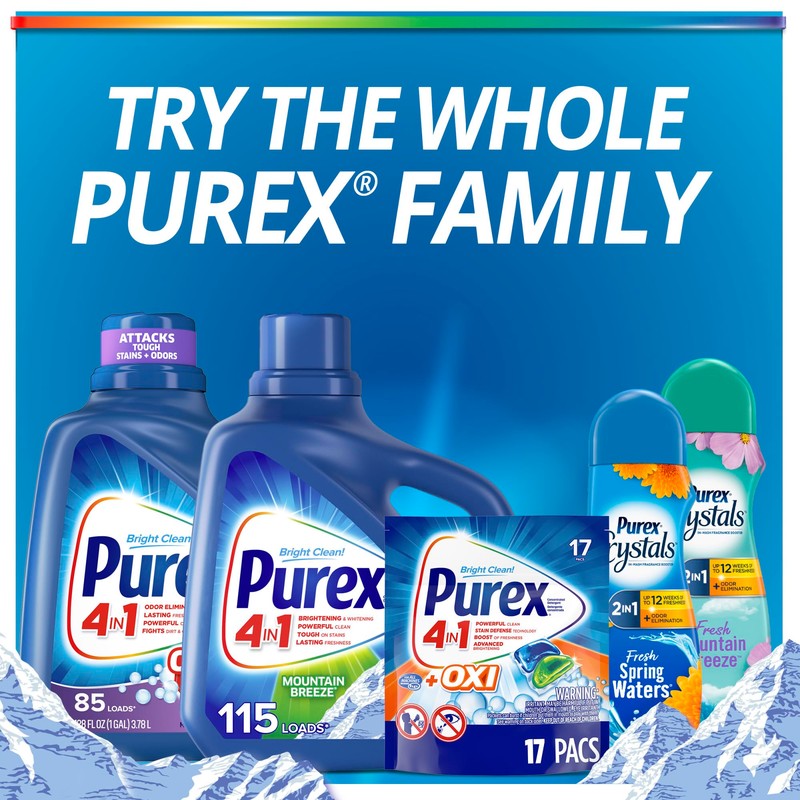Purex Liquid Laundry Detergent, Fresh Mountain Breeze, 150 Fluid Ounces,