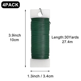 Scartink 4 Pack 120 Yards 22 Gauge Floral Wire Flexible Paddle Wire Florist Green Wire for Crafts,Wreaths,Christmas Tree,Garland and Floral Flower Arrangements