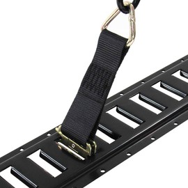 Pit Posse 11012 E-Track Strap D Ring Anchor Tie Down with Spring Adapter for Securing Cargo in Pickup Trucks, Enclosed Utility Race Trailers, RV, SUV - 5,000 Lbs. Capacity - for Motorcycle ATV Kayak