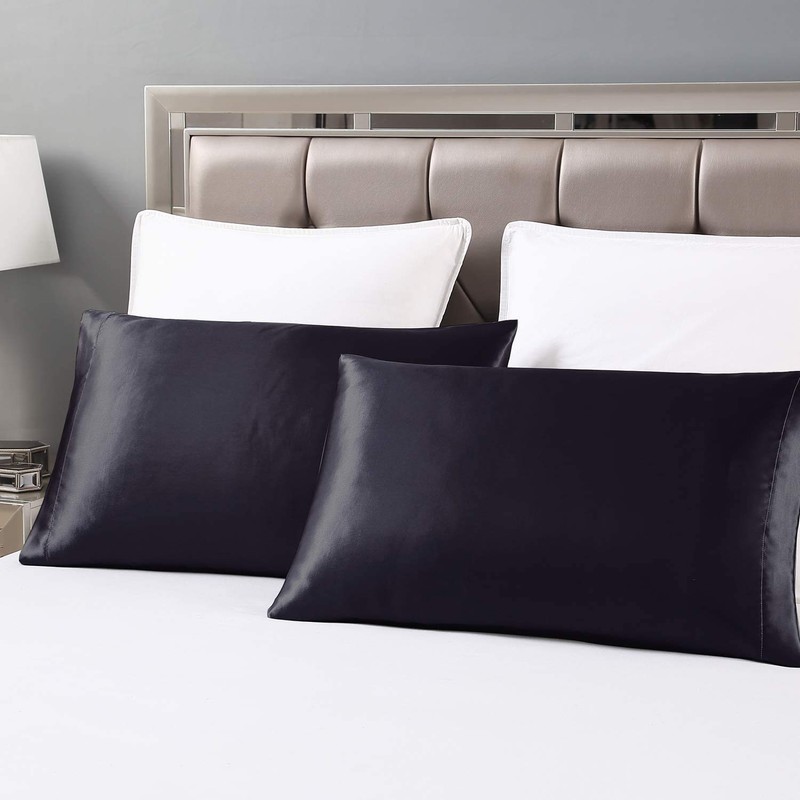 Set of 2 Satin Pillow Covers Envelope Pillowcase for Skin