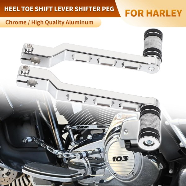 Unbranded Chrome Heel Toe Shift Lever w/ Shifter Pegs For