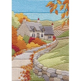 Derwentwater Designs Cottages Autumn Long Stitch Kit,17cm x 24cm