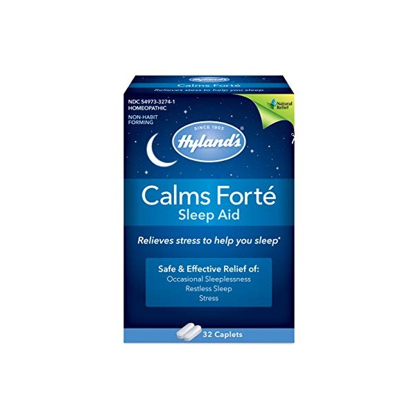 Hyland's Calms Forte' Sleep Aid Caplets, Natural Relief of Nervous Tension and Occasional Sleeplessness, 32 Count