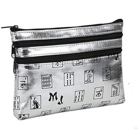Mah Jongg Direct Silver Pattern 3-Zipper Purse, Holds 2024 Card, Easy to Clean, Designer Style