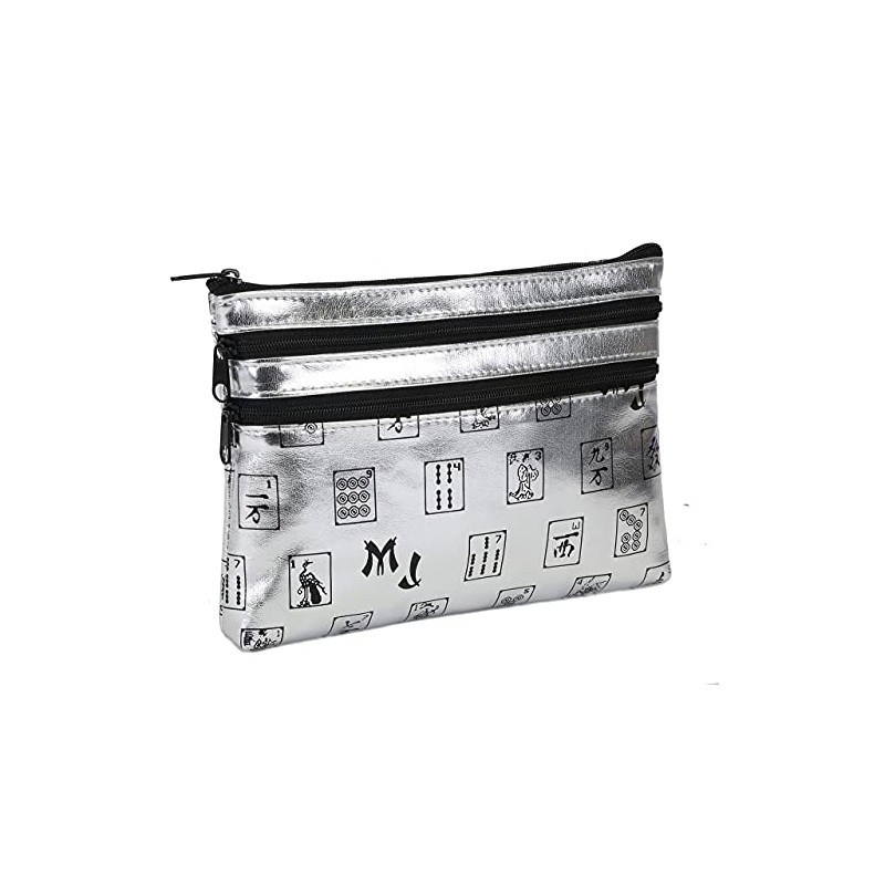 Mah Jongg Direct Silver Pattern 3-Zipper Purse, Holds 2024 Card,