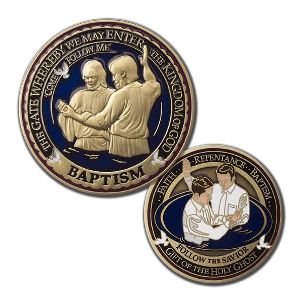 Armor Coin Baptism LDS Challenge Coin - Double Sided Solid Bronze Coin in Deluxe Display Tin Box with Polishing Cloth