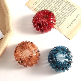 Blue Small Simple Vintage Bird Nest Shaped Hair Clips Hair Claw, Women Expandable Ponytail Holder Hair Loops Fashion Bun Clamps,Accessories